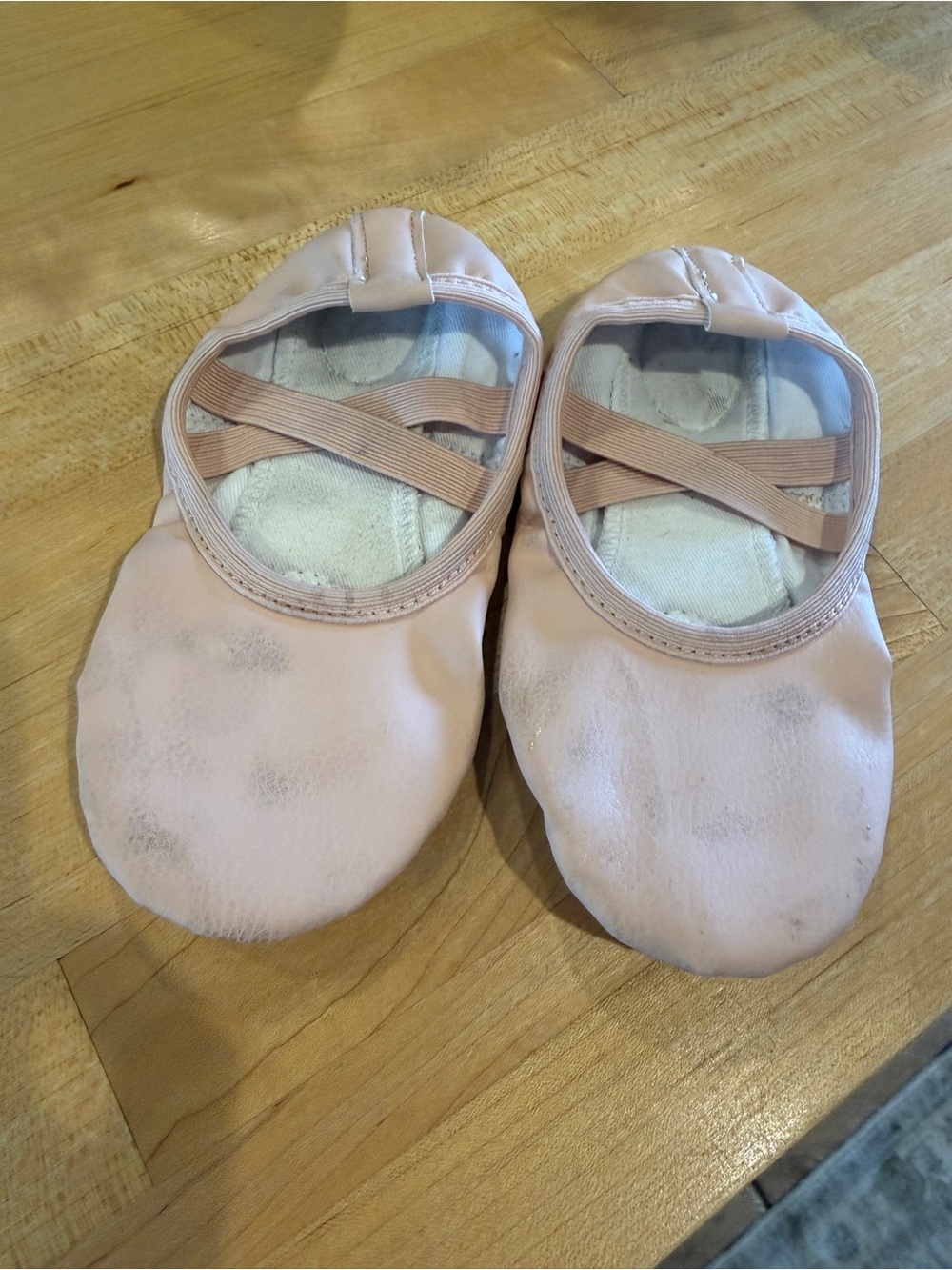 Kids Ballet Slippers in Light Pink with Elastic Cross-Strap